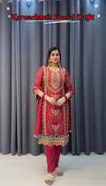 HEAVY RED ORGANZA KURTA SET