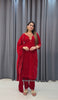 RUBY RED VELVET KURTA SET
