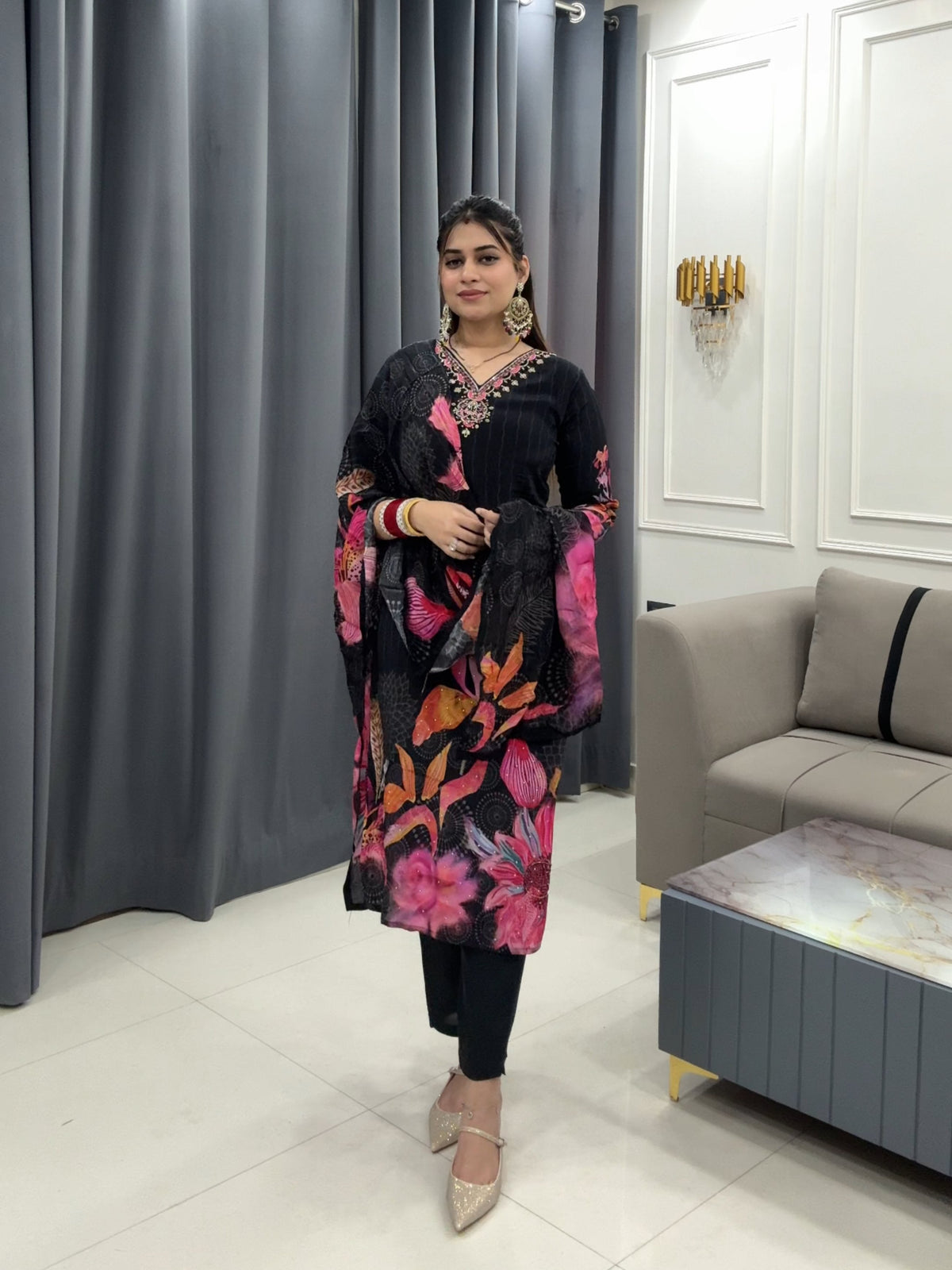 Black Print Suit