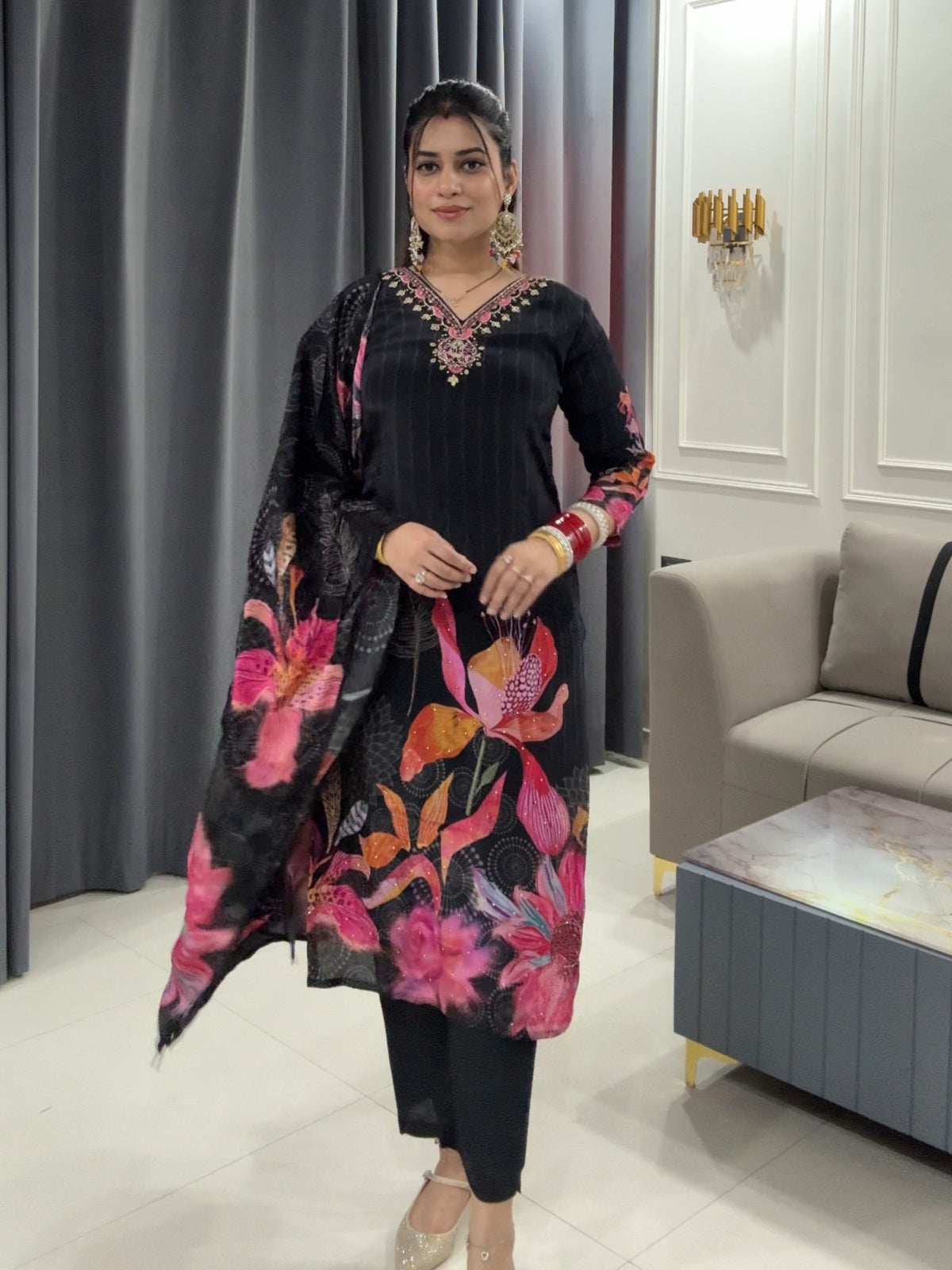 Black Print Suit