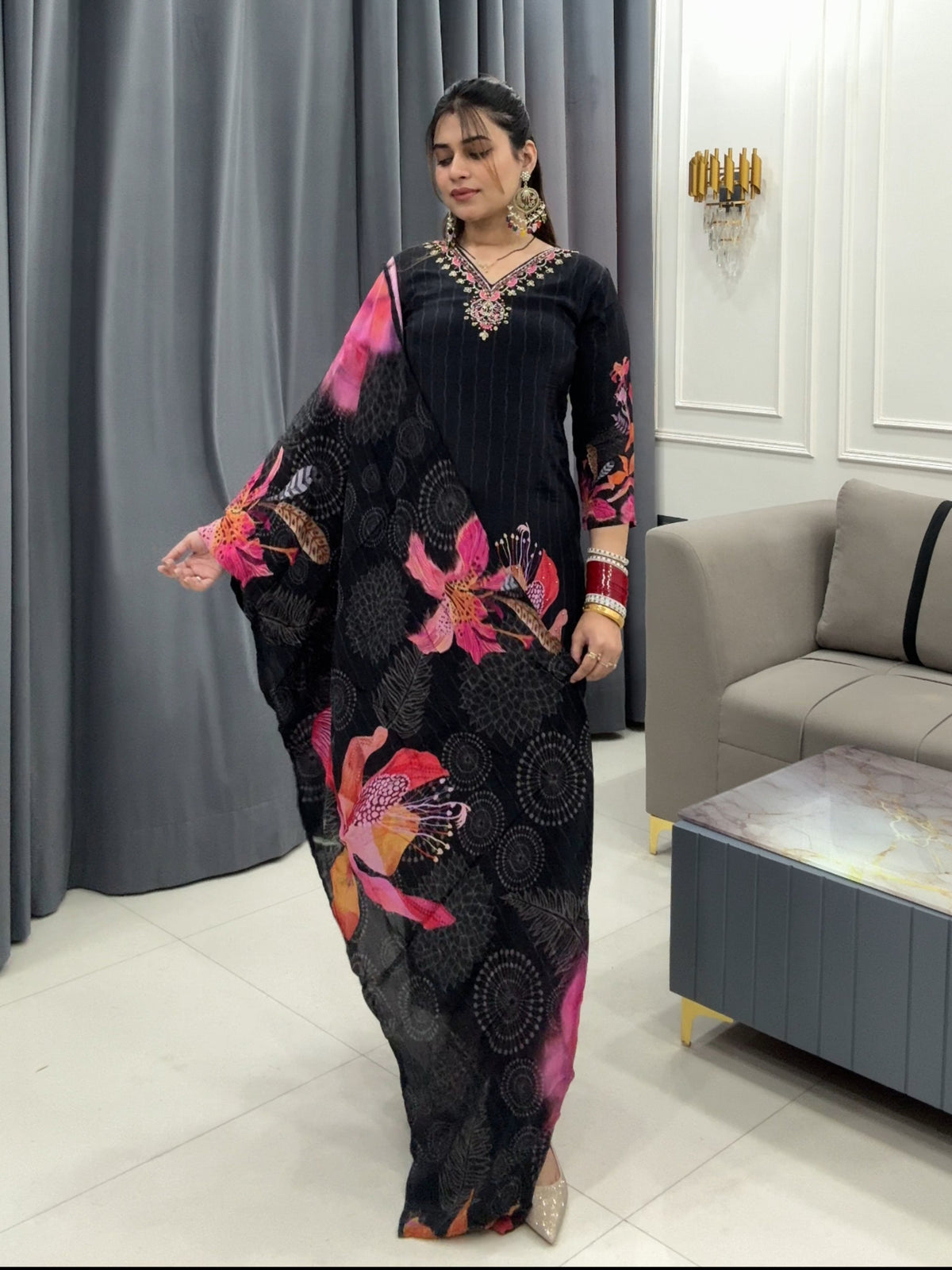 Black Print Suit
