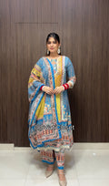 BLUE YELLOW ANARKALI SUIT